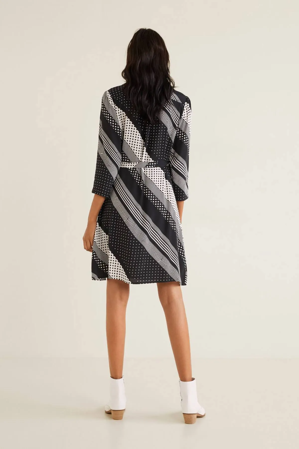 12972 Black Patterned Wrap Dress