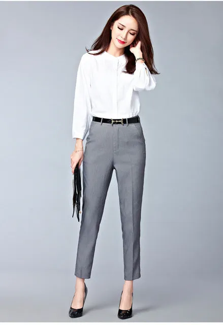 2017 Spring  new fashion high waist pencil pants for women office OL style work wear skinny pants female vintage trousers