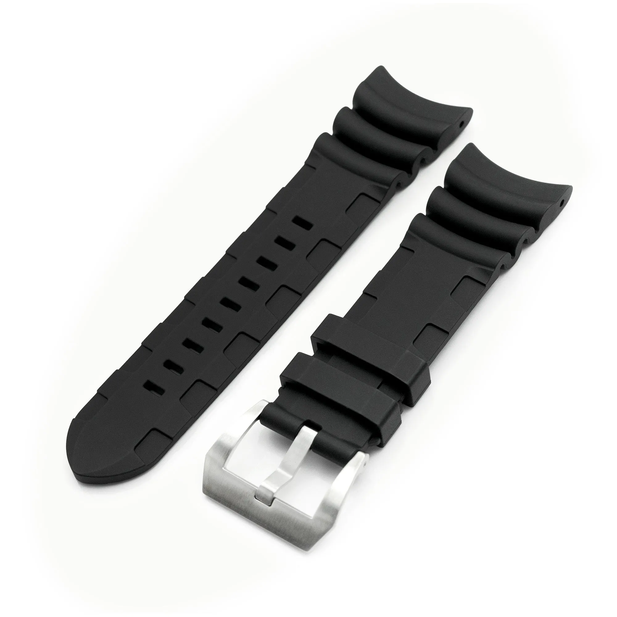 26mm Firewave Resilient Curved End FKM rubber Watch Strap, Black