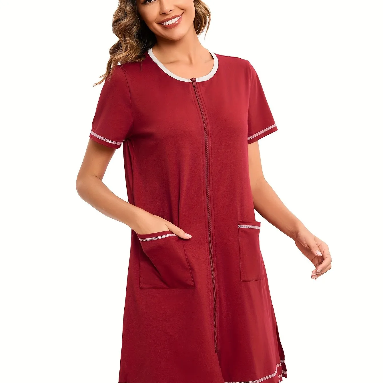 3/4 Sleeve Cozy Sleep Robe - Ultra-Soft, Comfortable, Loose Fit, with Pockets, Perfect for Womens Sleepwear, Home Wear, and Relaxation - Stylish Nightgown for a Restful Nights Sleep