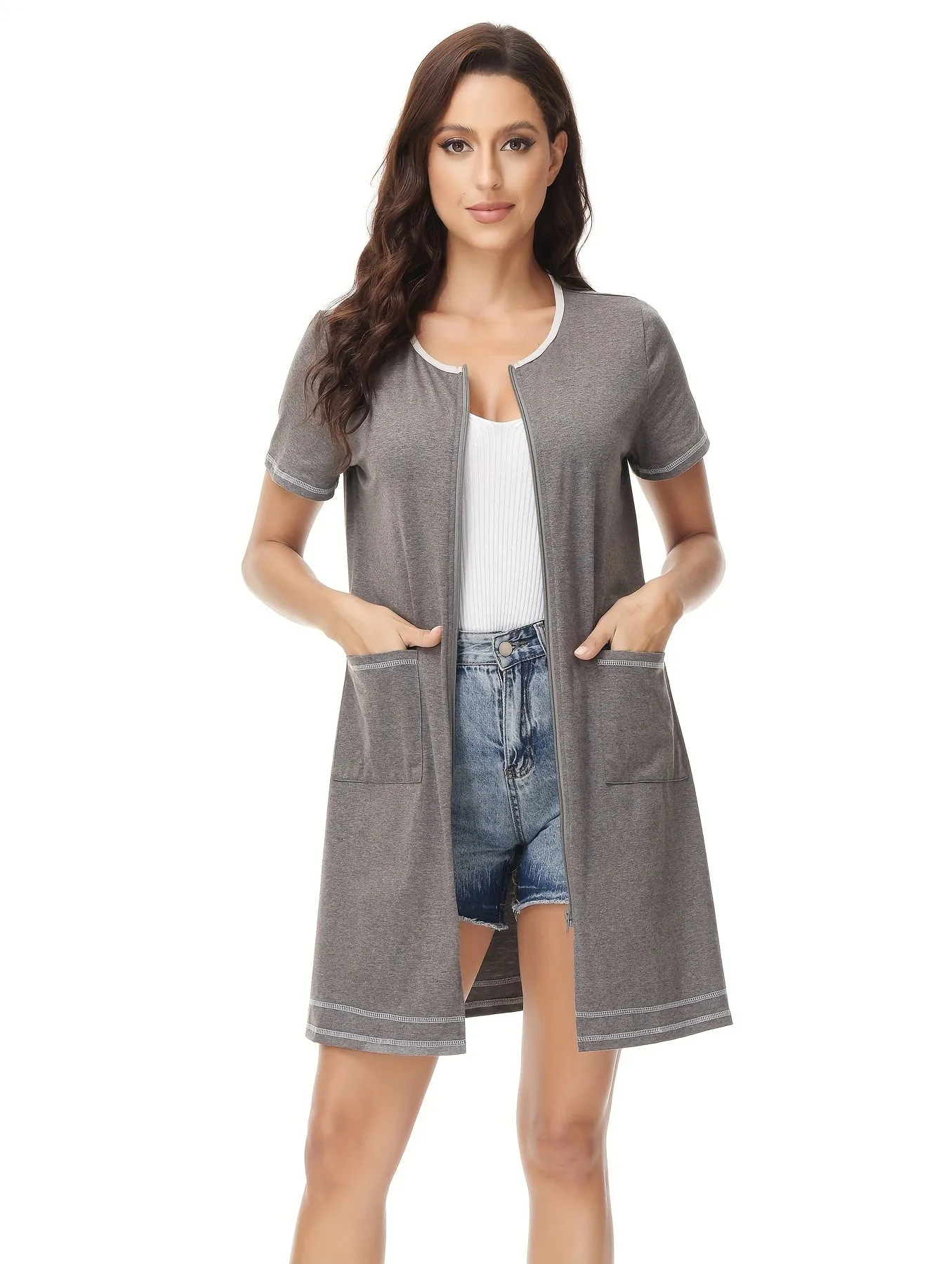 3/4 Sleeve Cozy Sleep Robe - Ultra-Soft, Comfortable, Loose Fit, with Pockets, Perfect for Womens Sleepwear, Home Wear, and Relaxation - Stylish Nightgown for a Restful Nights Sleep