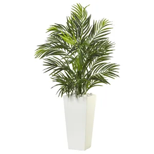 39" Artificial Areca Palm in White Square Planter - Low Maintenance, Life-Like & Vibrant Silk Plants For Busy People.