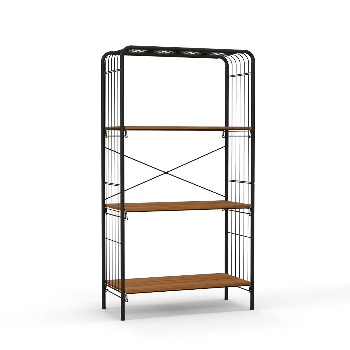 4-Tier Bookshelf Open-Back Storage Shelf with Metal Frame