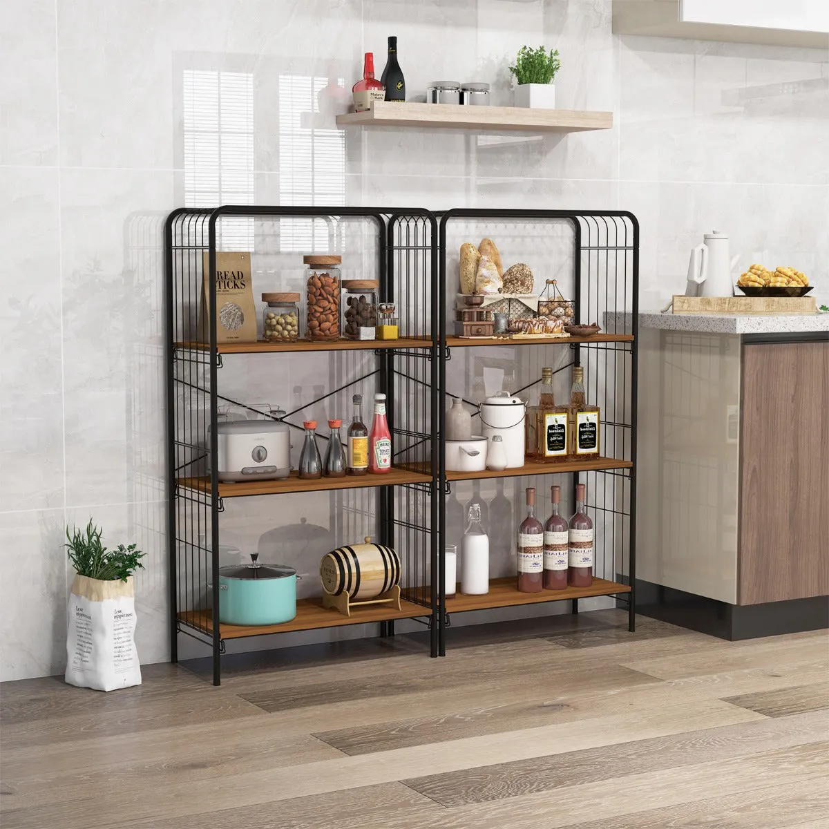 4-Tier Bookshelf Open-Back Storage Shelf with Metal Frame