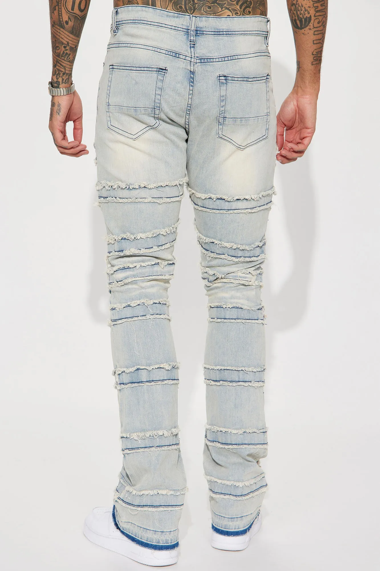 About Fray Stacked Skinny Flare Jeans - Light Wash