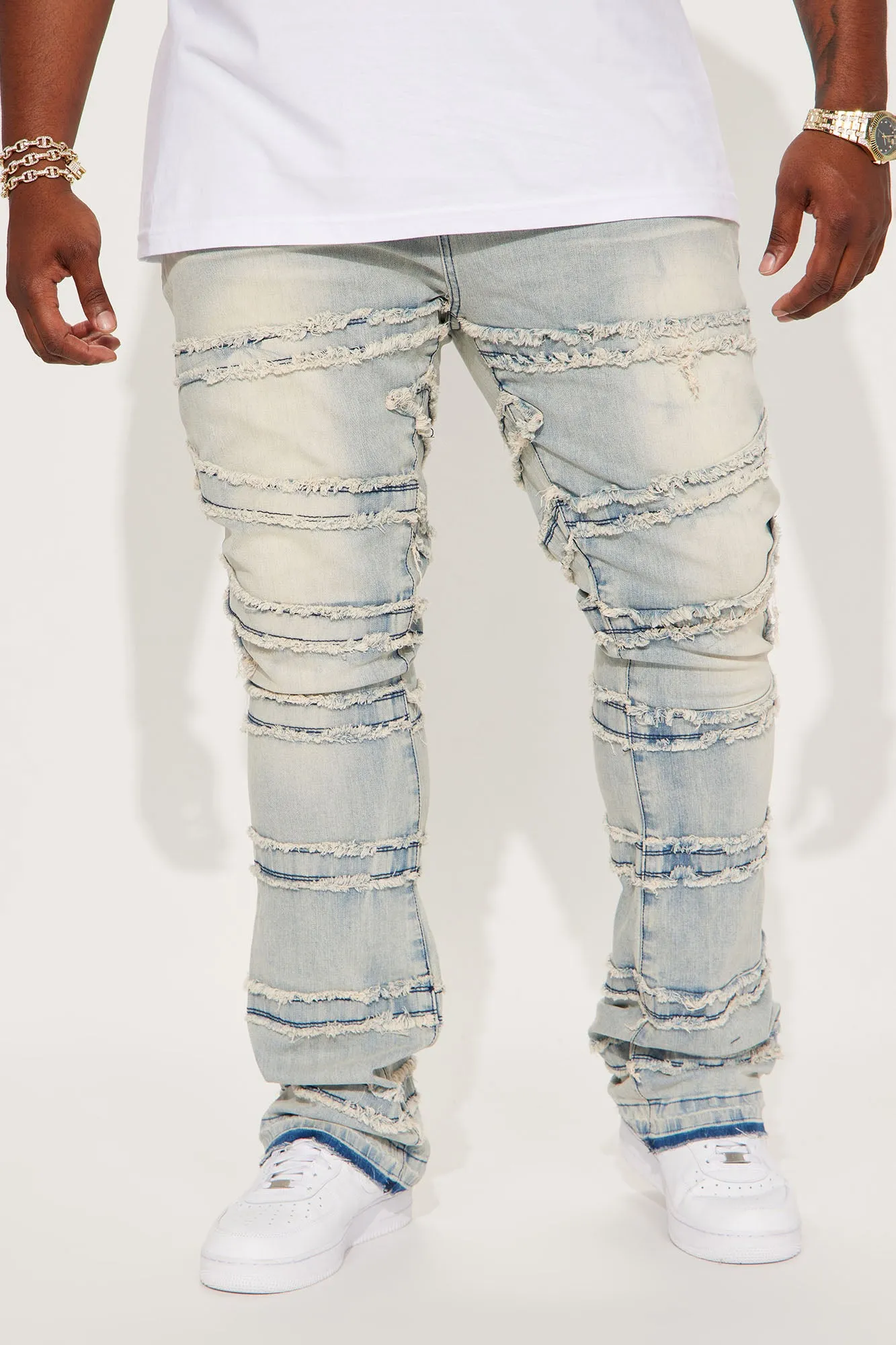 About Fray Stacked Skinny Flare Jeans - Light Wash