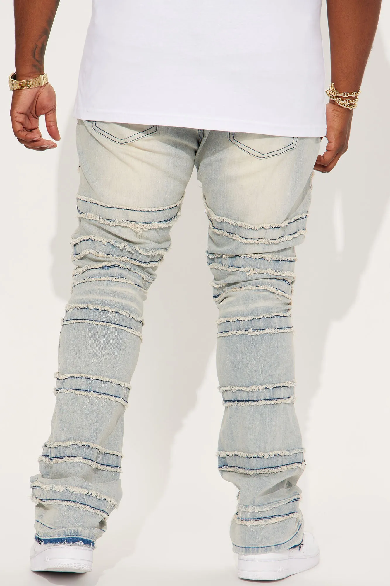 About Fray Stacked Skinny Flare Jeans - Light Wash