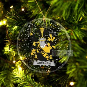 Abraham Irish Clan Christmas Glass Ornament with Coat of Arms