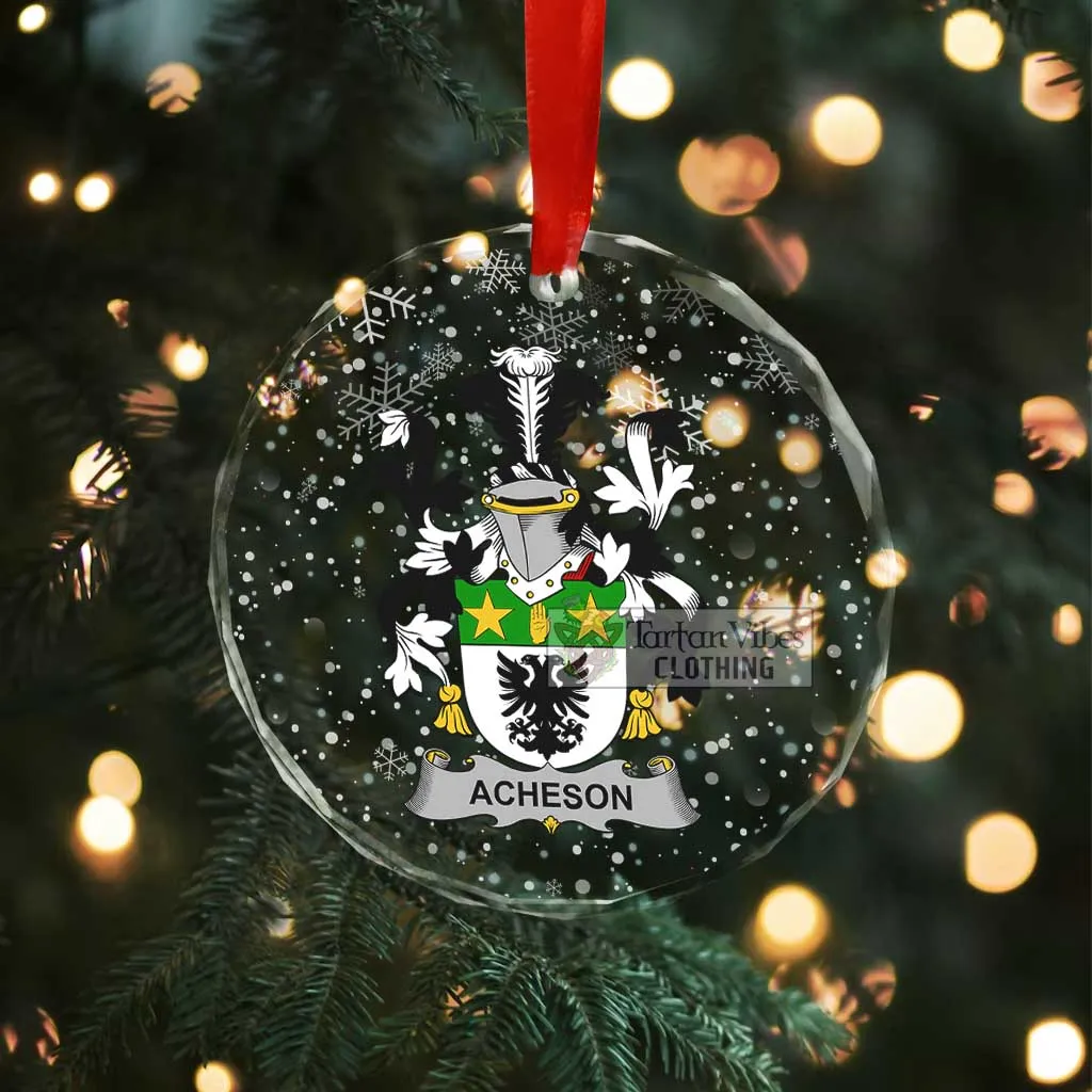 Acheson Irish Clan Christmas Glass Ornament with Coat of Arms