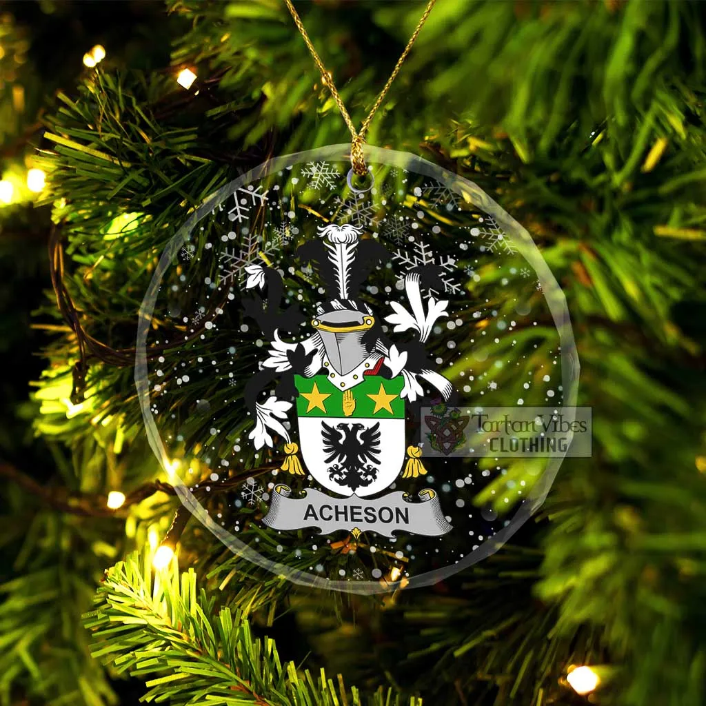 Acheson Irish Clan Christmas Glass Ornament with Coat of Arms