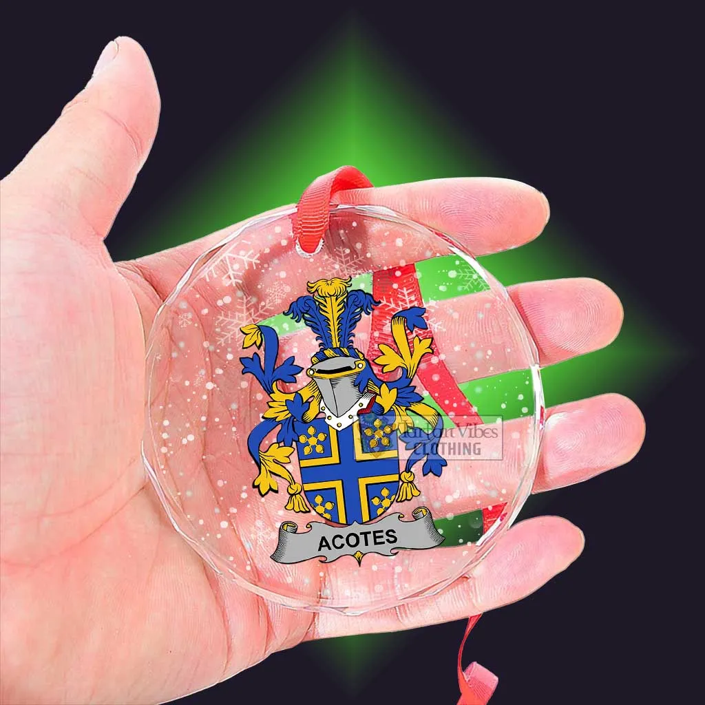 Acotes Irish Clan Christmas Glass Ornament with Coat of Arms