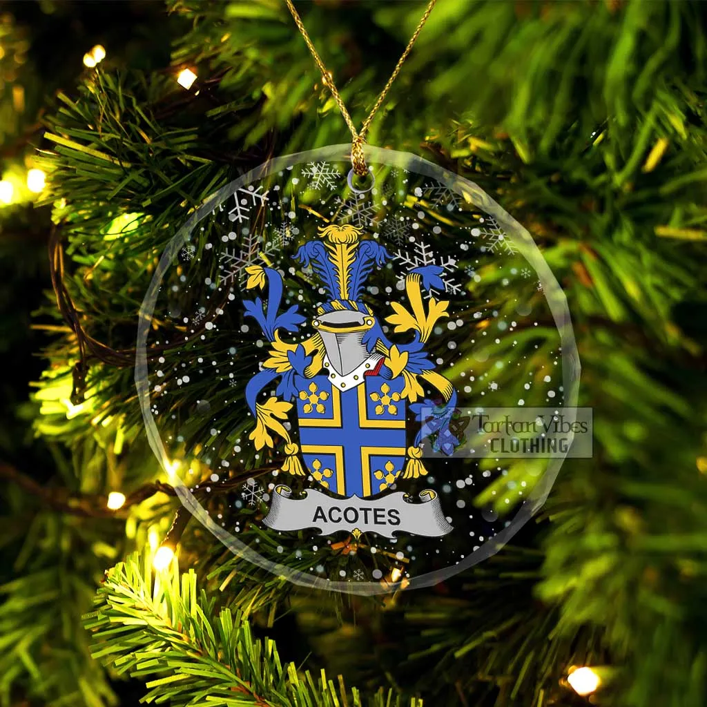 Acotes Irish Clan Christmas Glass Ornament with Coat of Arms