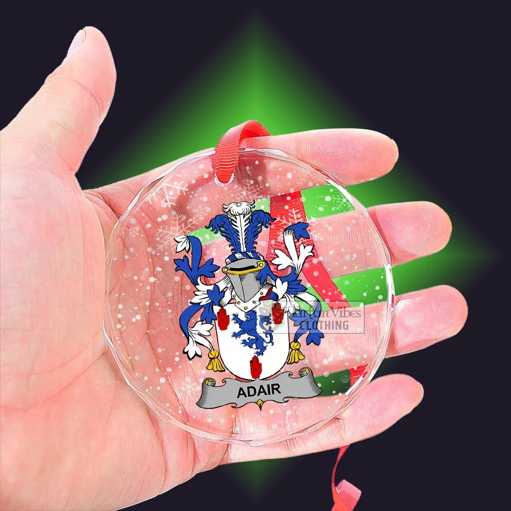 Adair Irish Clan Christmas Glass Ornament with Coat of Arms