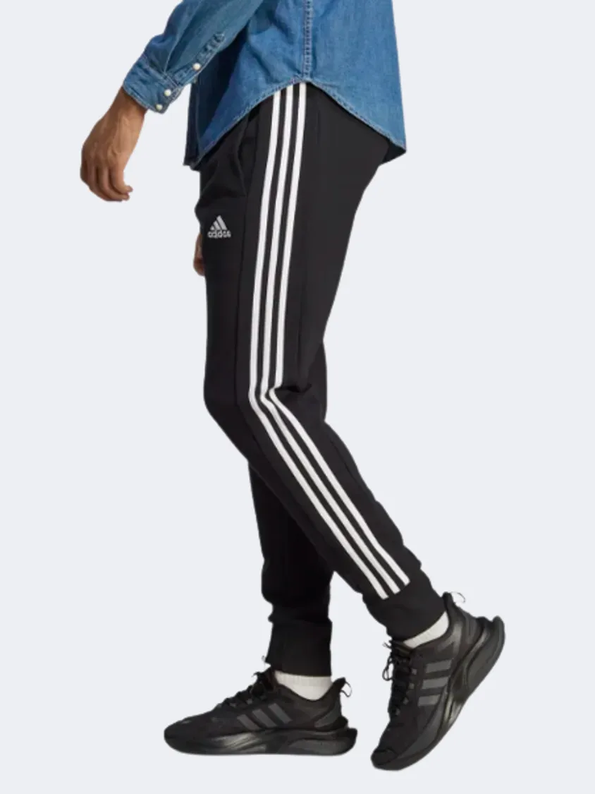 Adidas Essentials French Terry Tapered Cuff 3-Stripes Men Sportswear Pant Black/White