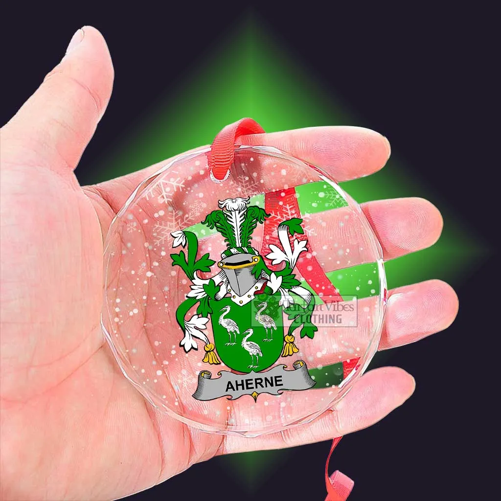 Aherne Irish Clan Christmas Glass Ornament with Coat of Arms