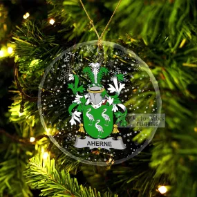 Aherne Irish Clan Christmas Glass Ornament with Coat of Arms