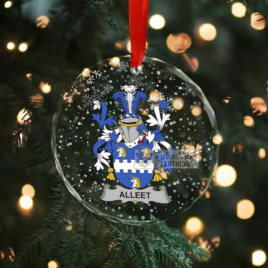 Alleet Irish Clan Christmas Glass Ornament with Coat of Arms