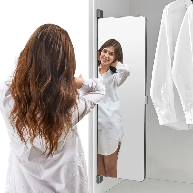 Aluminum Alloy Frame Closet Wardrobe Pull Out Mirror-White