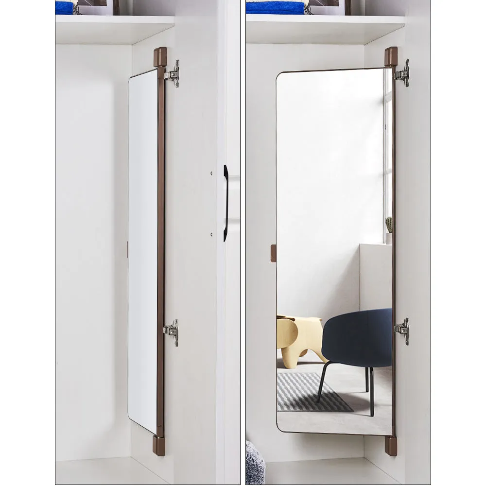 Aluminum Alloy Frame Closet Wardrobe Pull Out Mirror-White