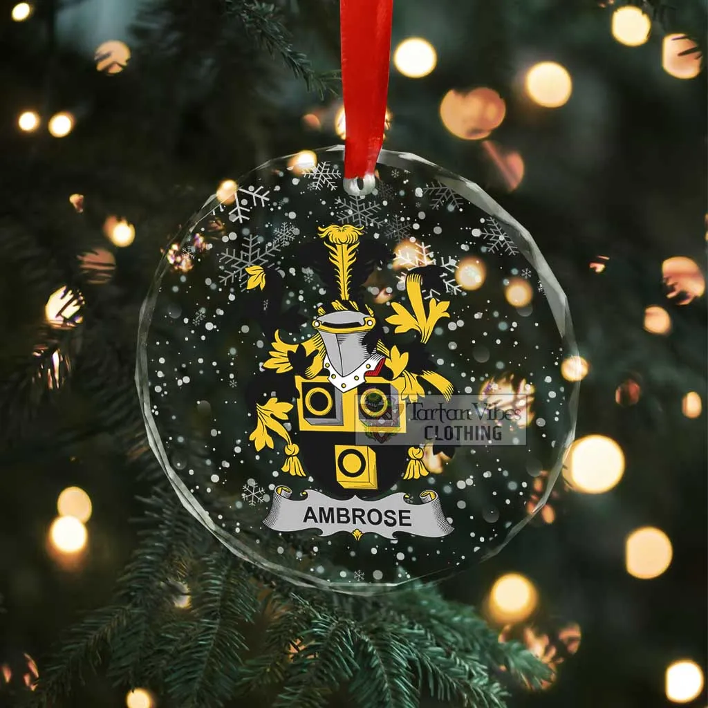 Ambrose Irish Clan Christmas Glass Ornament with Coat of Arms