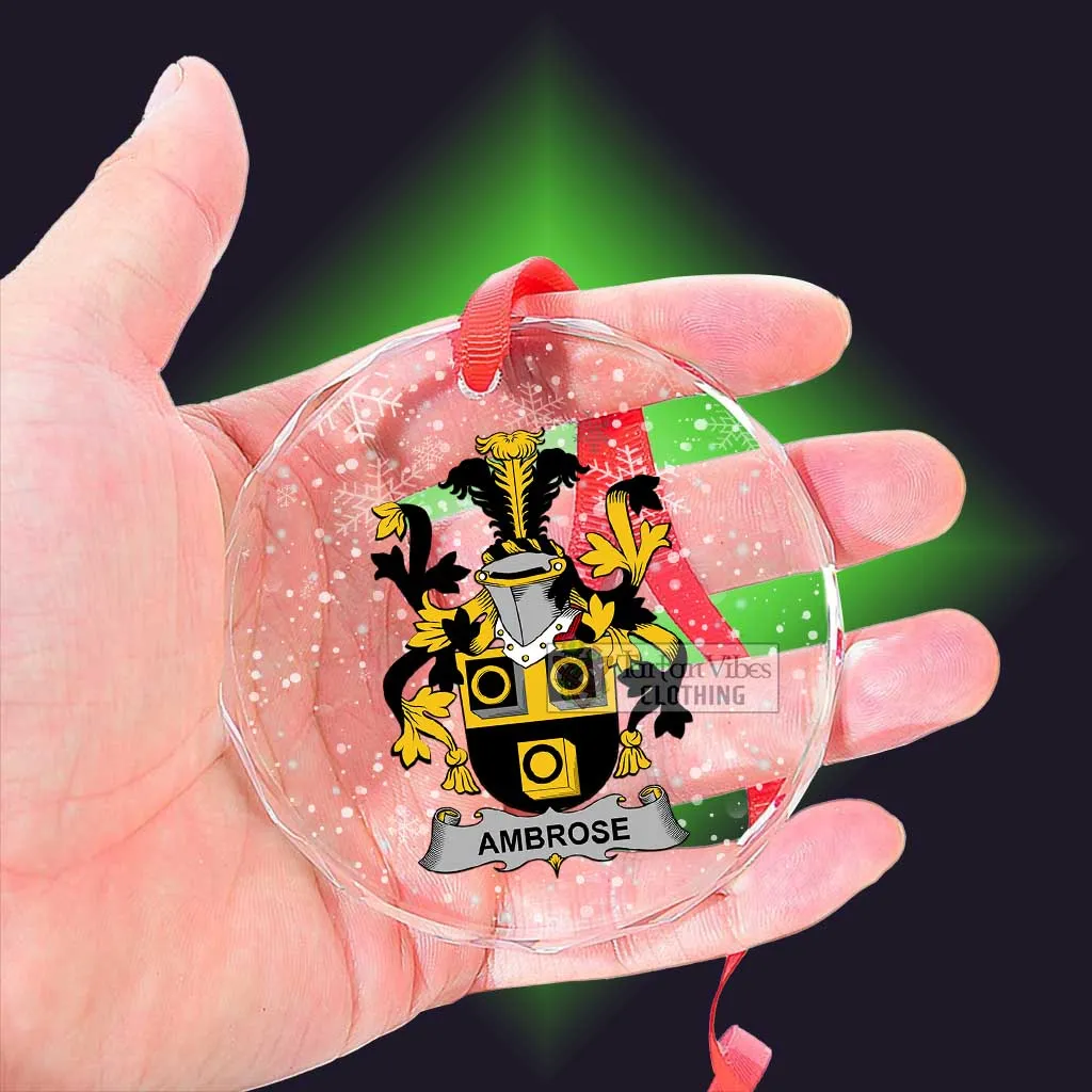 Ambrose Irish Clan Christmas Glass Ornament with Coat of Arms