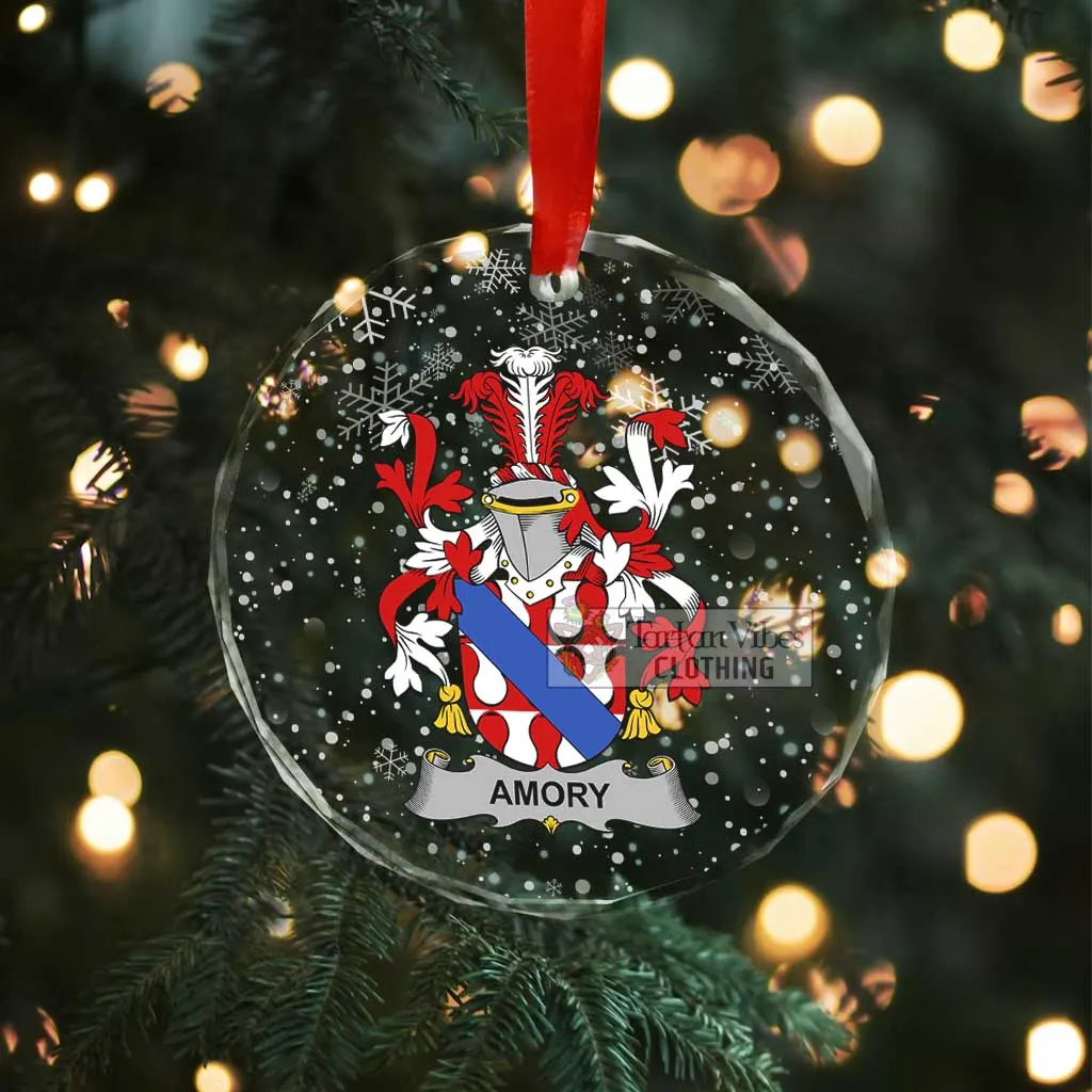 Amory Irish Clan Christmas Glass Ornament with Coat of Arms