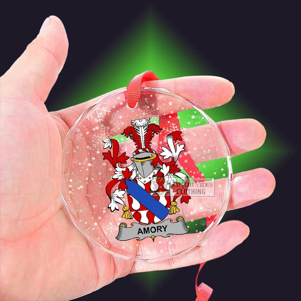 Amory Irish Clan Christmas Glass Ornament with Coat of Arms