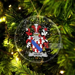 Amory Irish Clan Christmas Glass Ornament with Coat of Arms