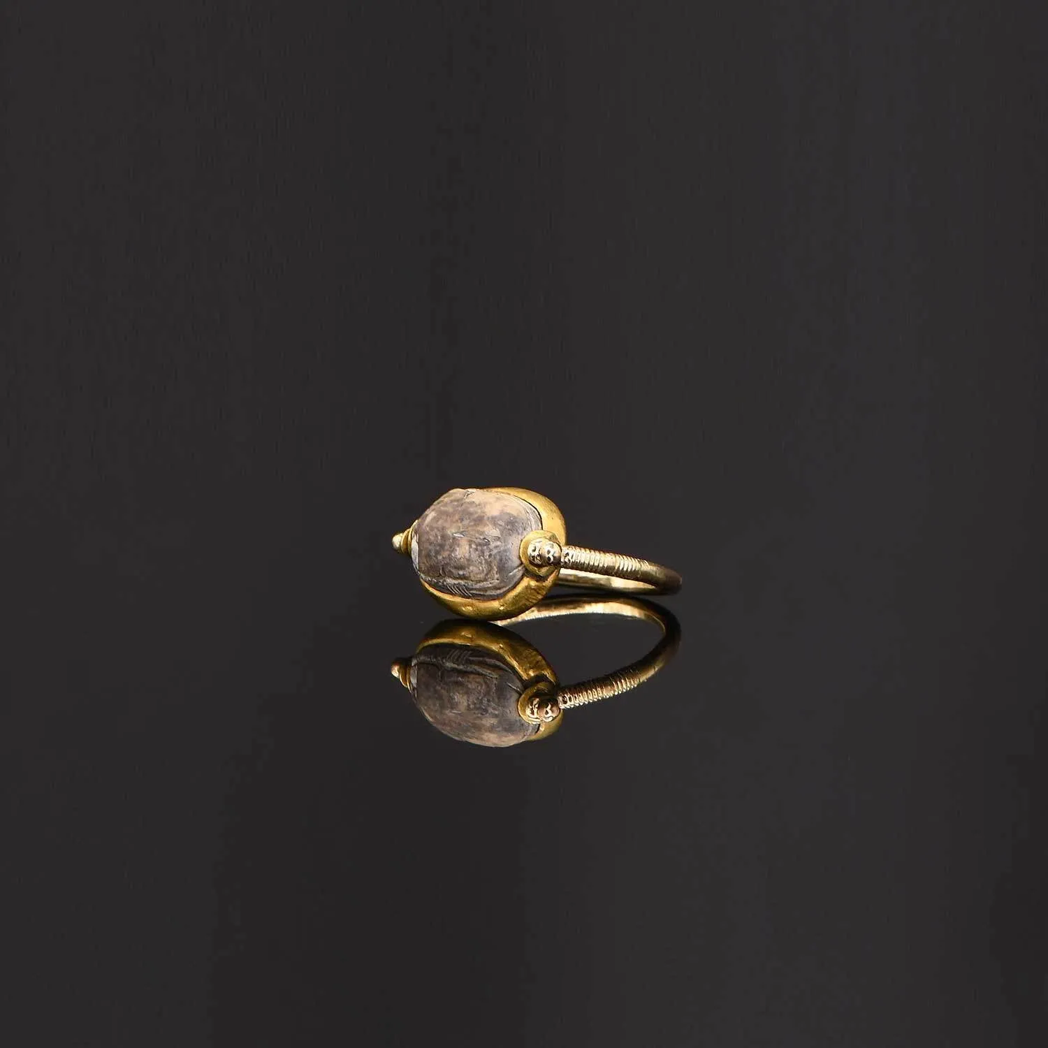 An Egyptian Steatite Scarab Swivel Ring, 2IP, ca. 1759-1539 BCE