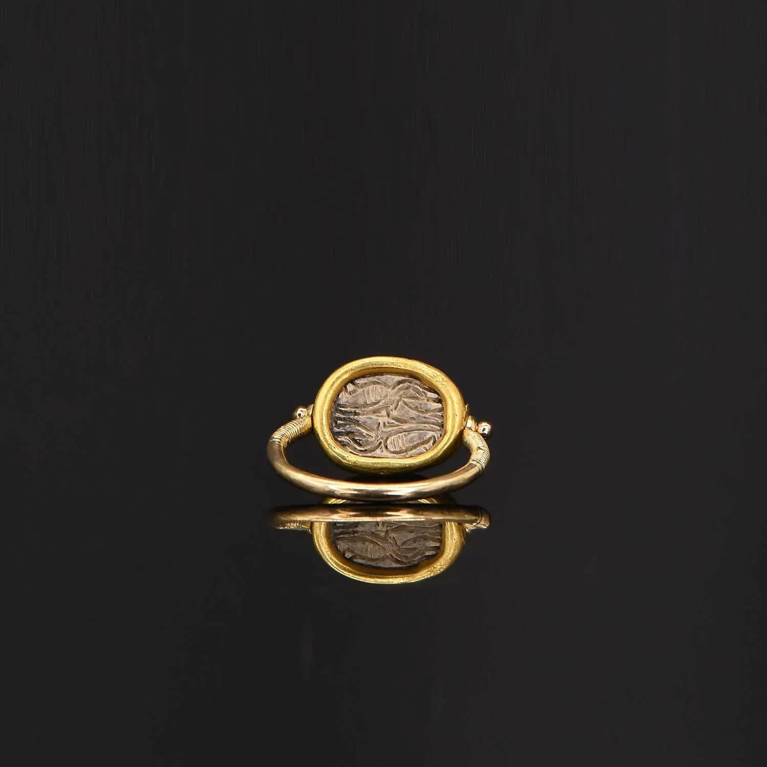 An Egyptian Steatite Scarab Swivel Ring, 2IP, ca. 1759-1539 BCE