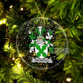 Ancketill Irish Clan Christmas Glass Ornament with Coat of Arms