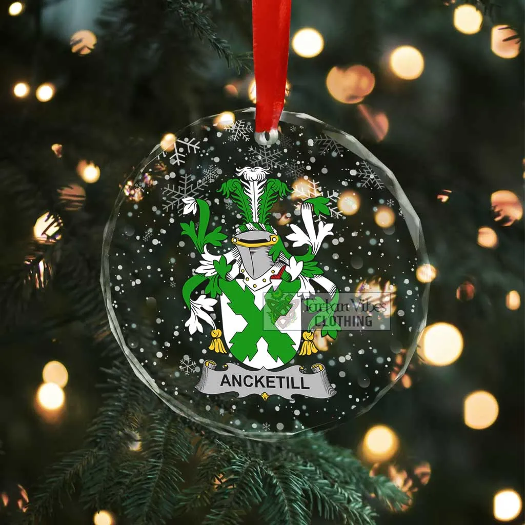 Ancketill Irish Clan Christmas Glass Ornament with Coat of Arms