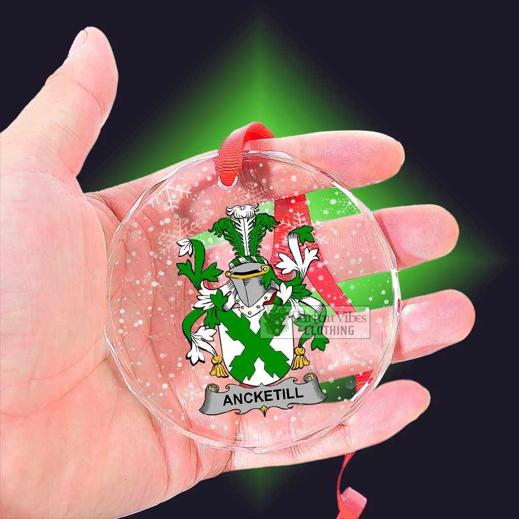 Ancketill Irish Clan Christmas Glass Ornament with Coat of Arms