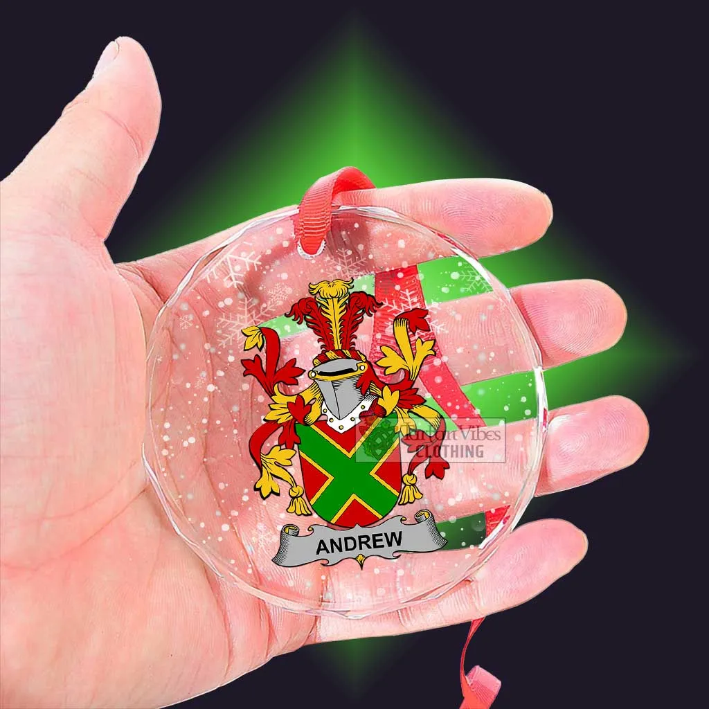 Andrew Irish Clan Christmas Glass Ornament with Coat of Arms