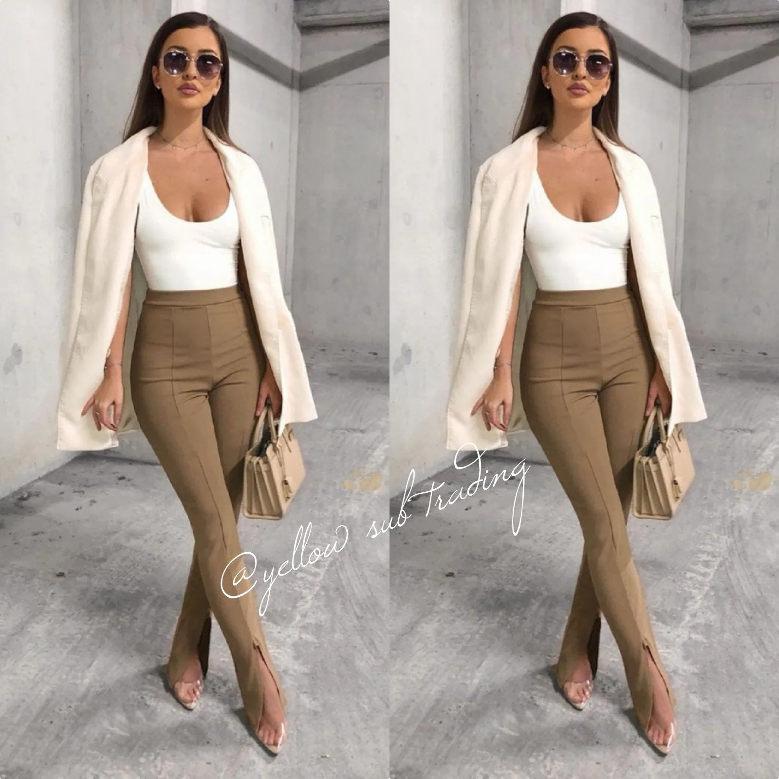 Ankle Slit High Waisted Pant