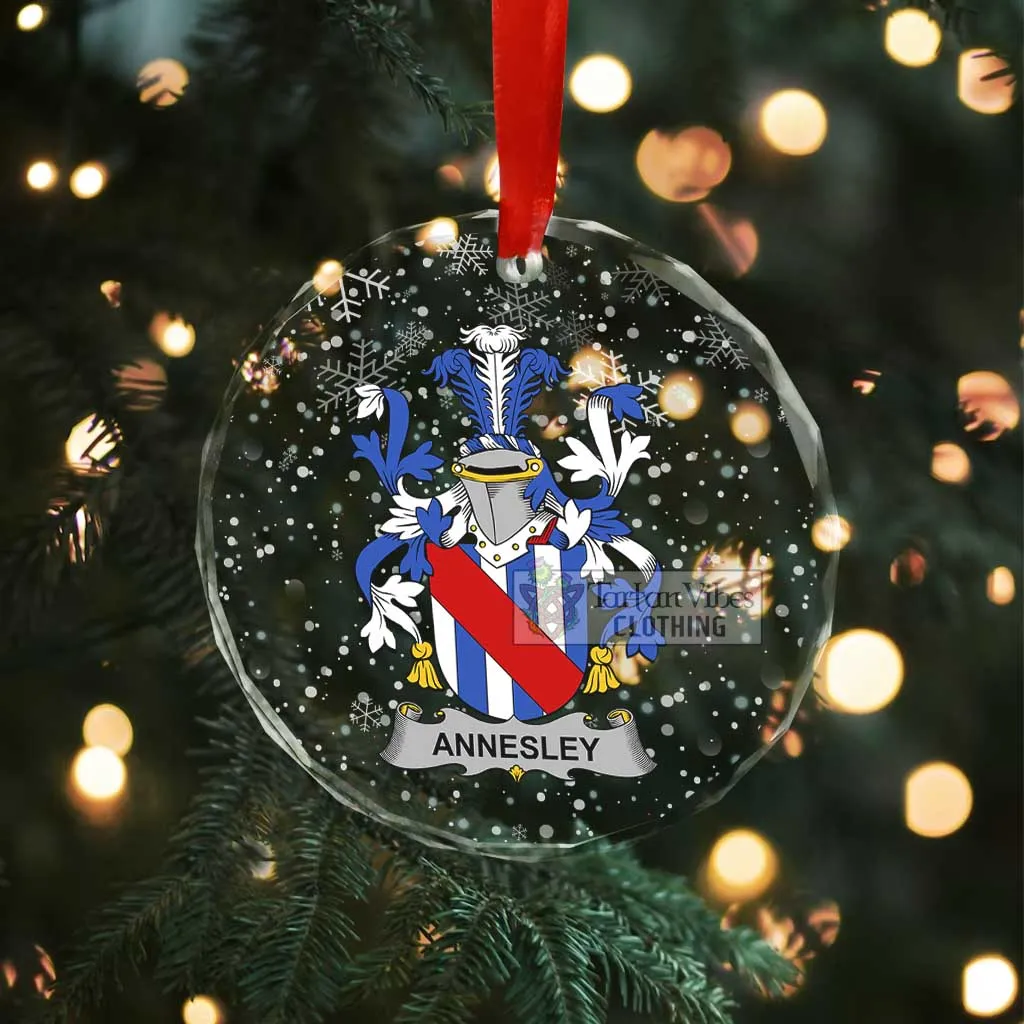 Annesley Irish Clan Christmas Glass Ornament with Coat of Arms