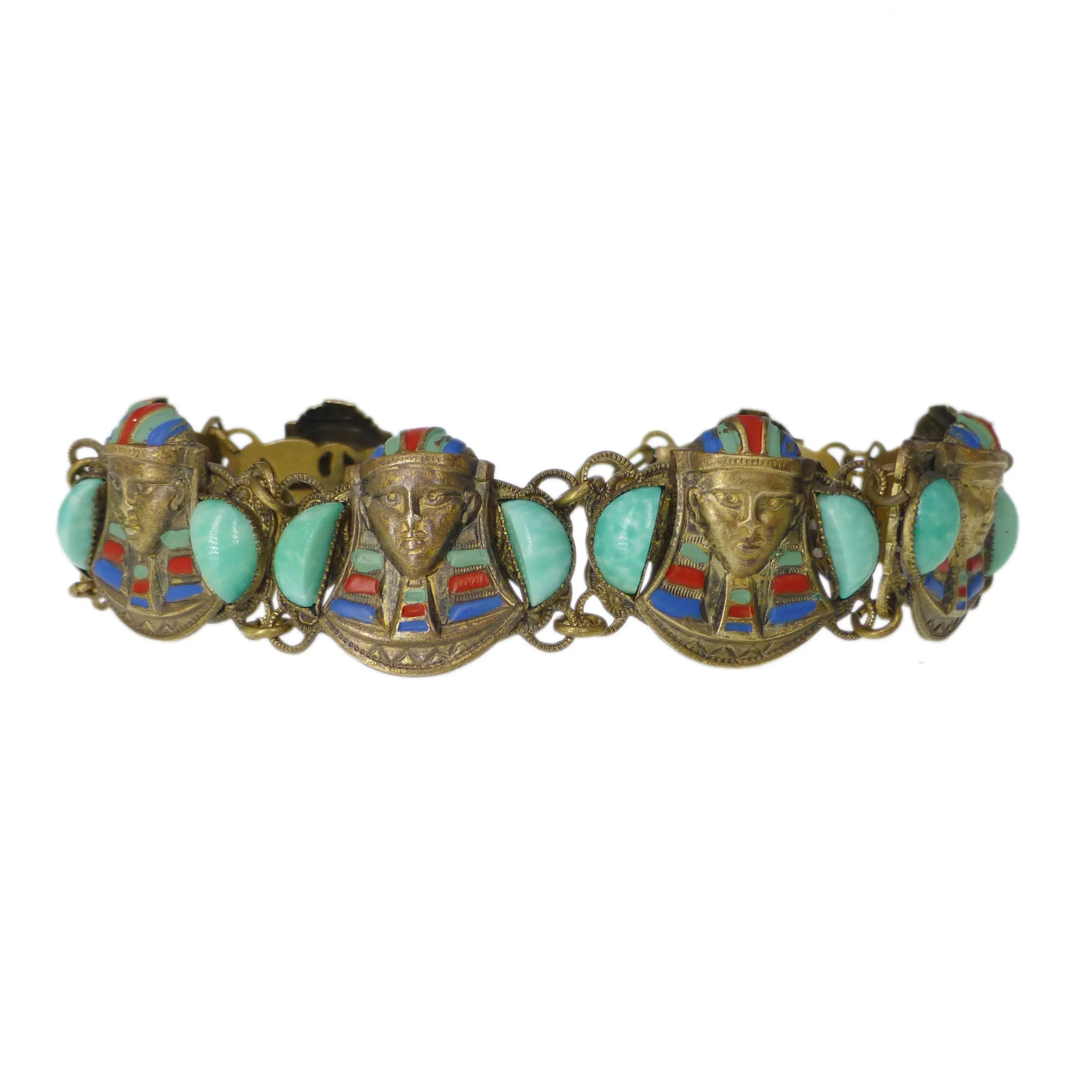 Antique Czechoslovakian Neiger Brothers Egyptian Pharaoh Panel Bracelet