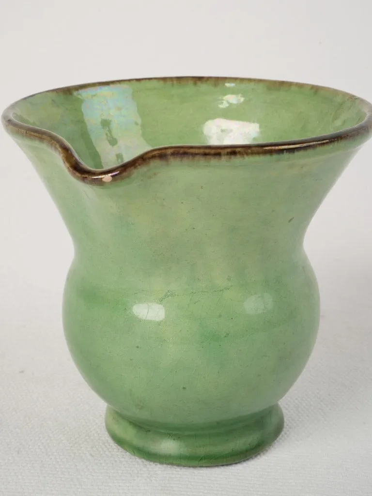 Antique Green Glazed Spittoon, Dieulefit, 4"