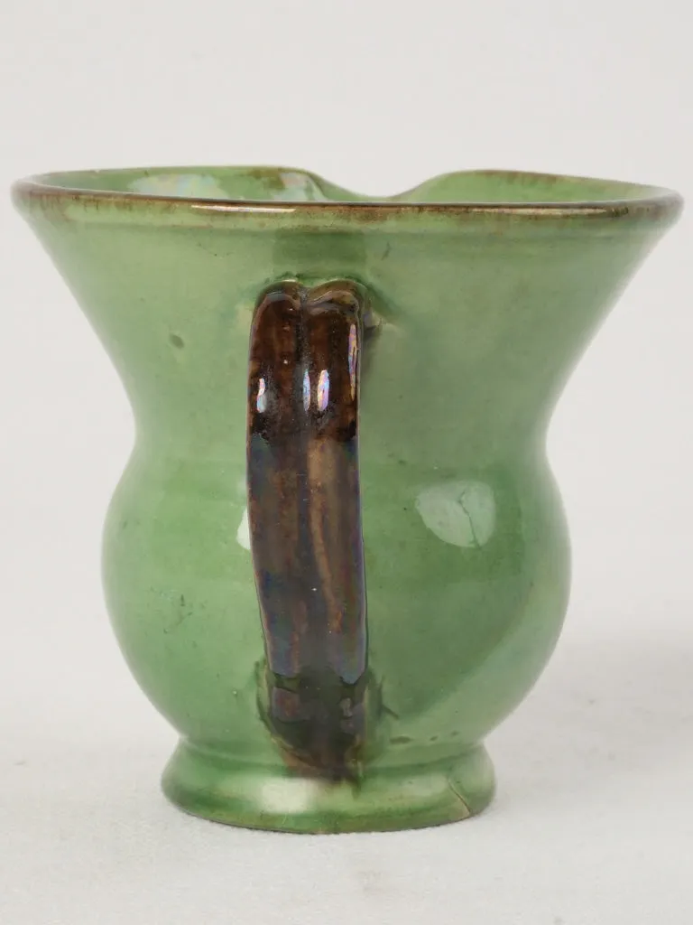 Antique Green Glazed Spittoon, Dieulefit, 4"