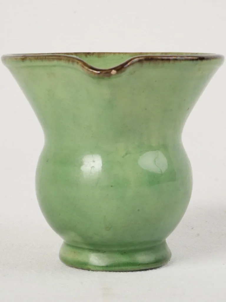 Antique Green Glazed Spittoon, Dieulefit, 4"