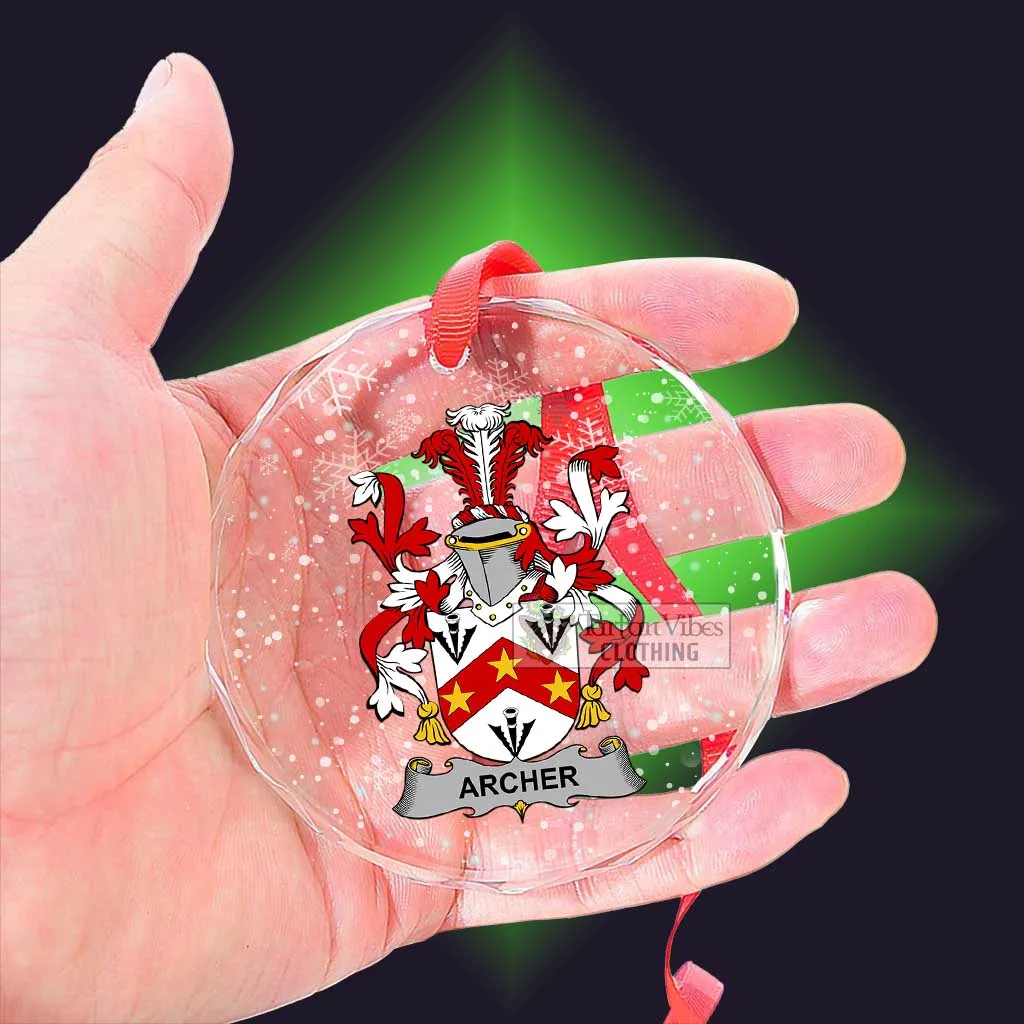 Archer Irish Clan Christmas Glass Ornament with Coat of Arms