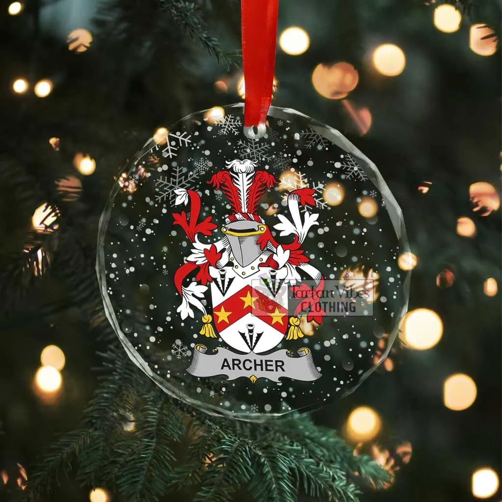 Archer Irish Clan Christmas Glass Ornament with Coat of Arms