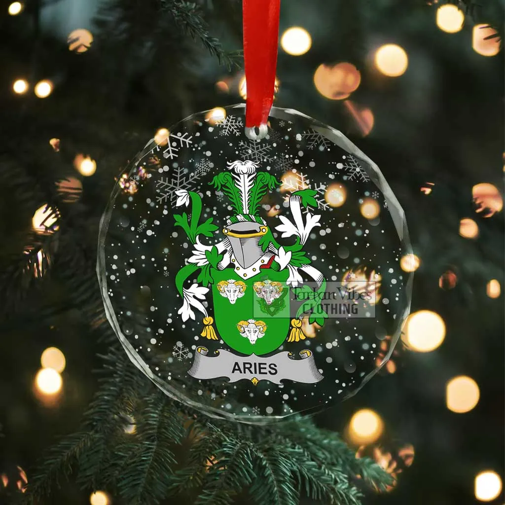 Aries Irish Clan Christmas Glass Ornament with Coat of Arms