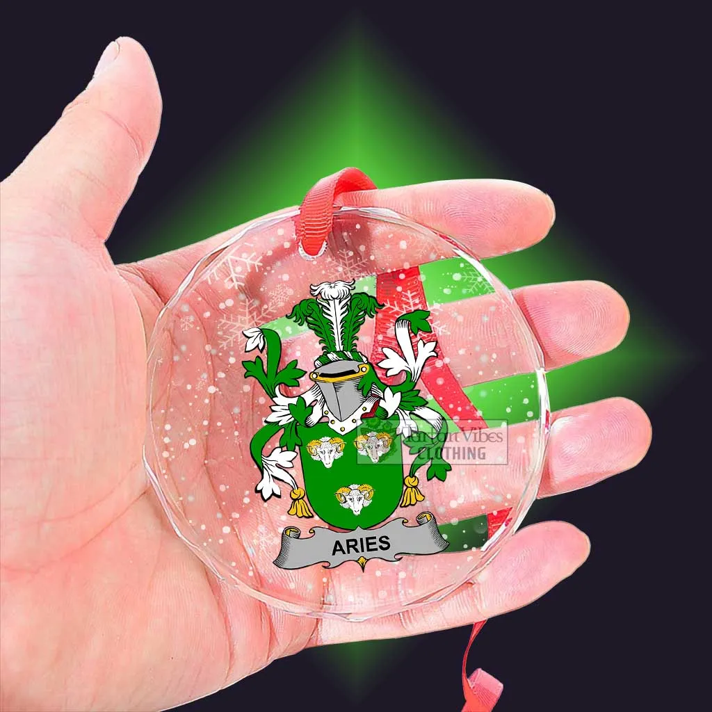 Aries Irish Clan Christmas Glass Ornament with Coat of Arms