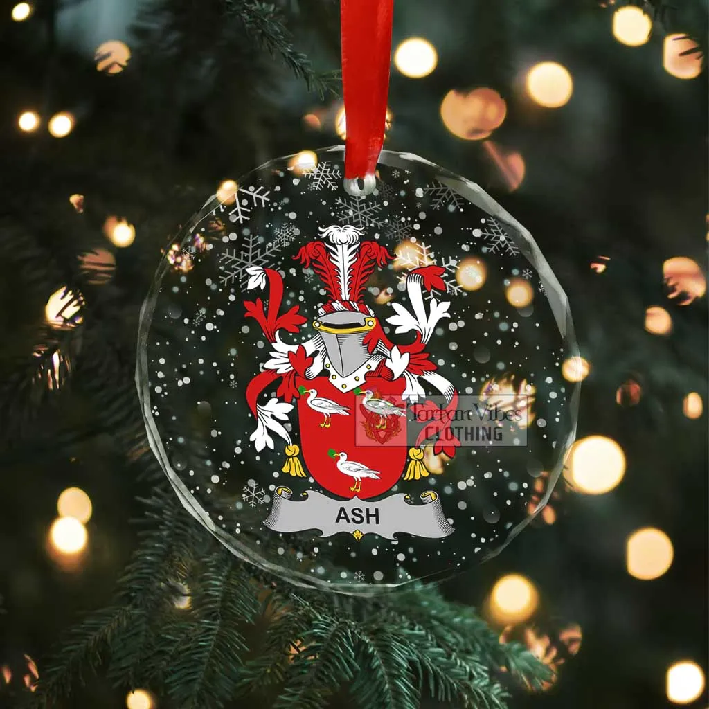 Ash Irish Clan Christmas Glass Ornament with Coat of Arms