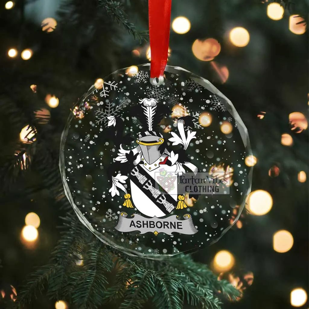 Ashborne Irish Clan Christmas Glass Ornament with Coat of Arms