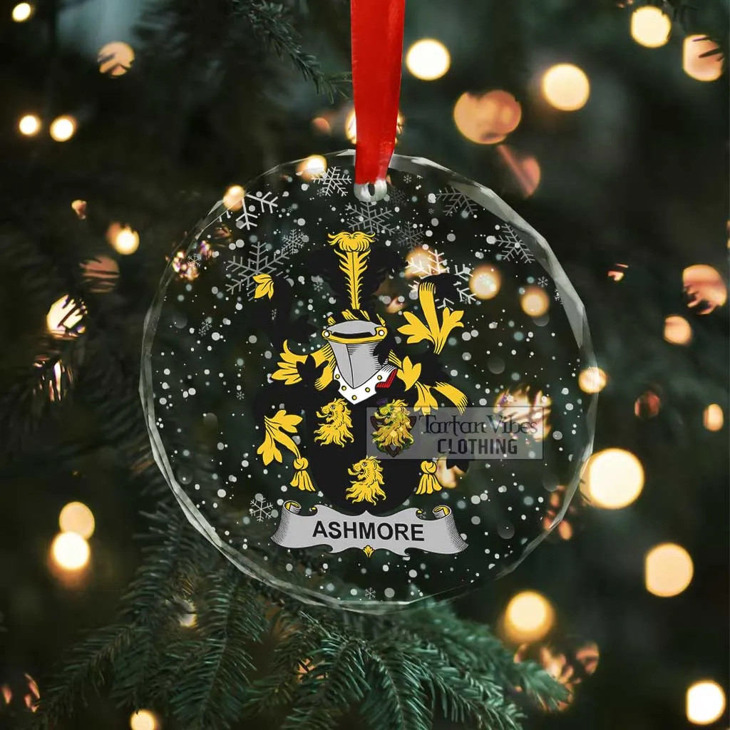 Ashmore Irish Clan Christmas Glass Ornament with Coat of Arms