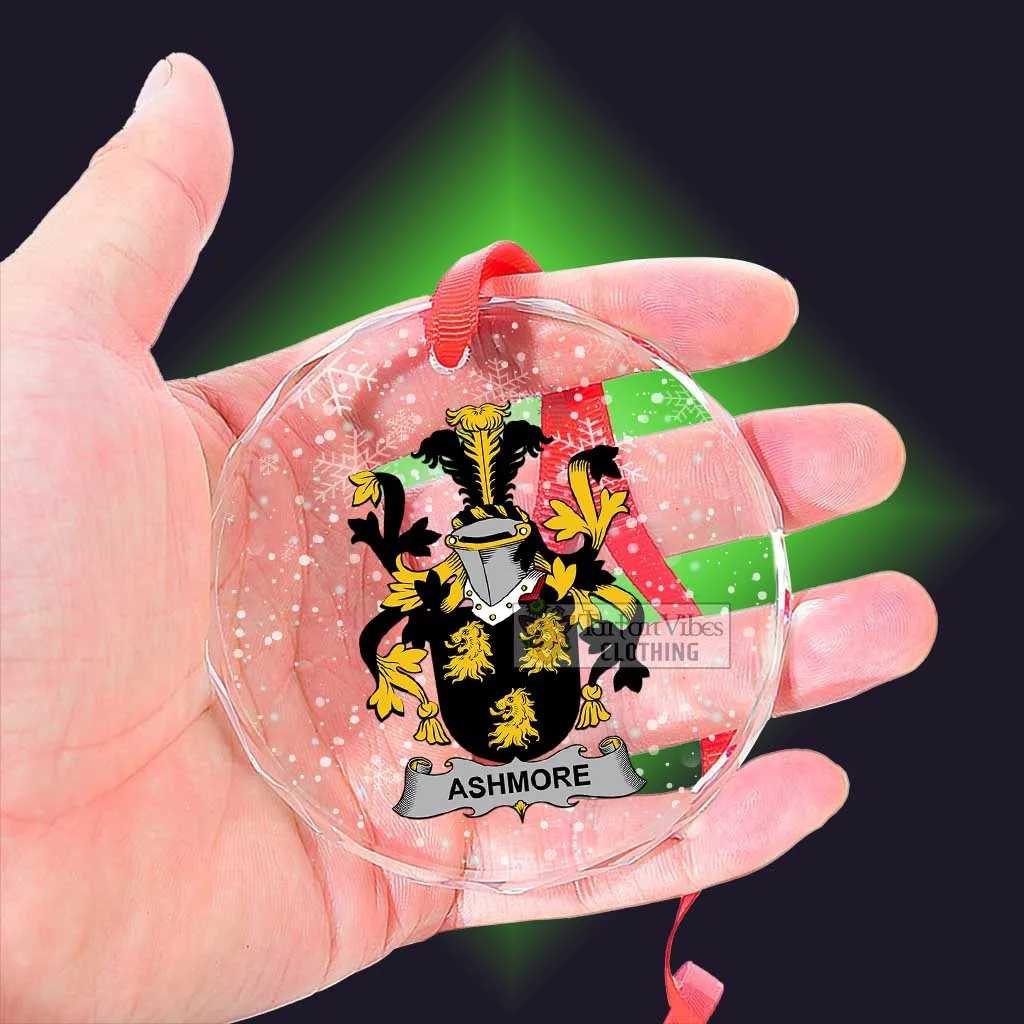 Ashmore Irish Clan Christmas Glass Ornament with Coat of Arms