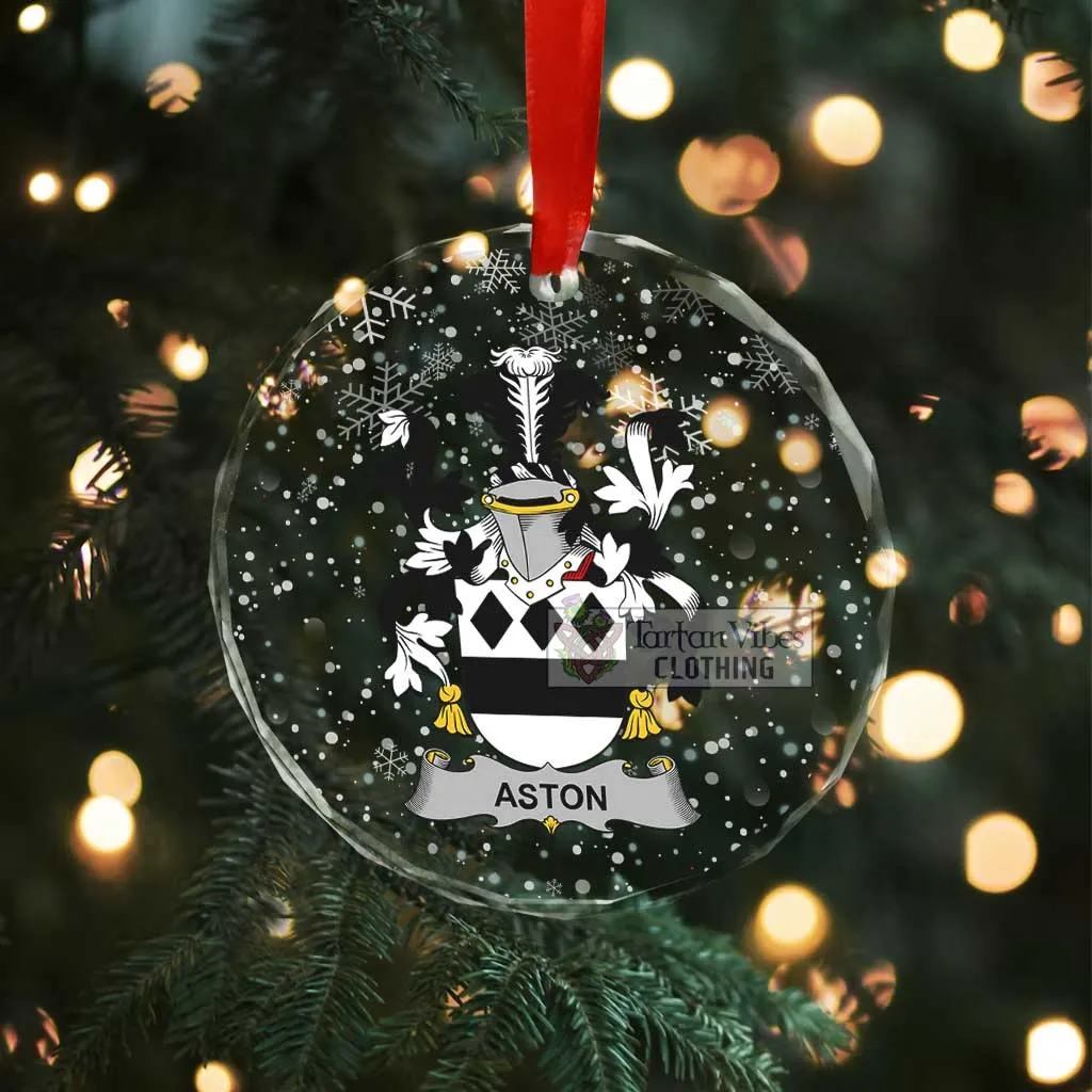 Aston Irish Clan Christmas Glass Ornament with Coat of Arms