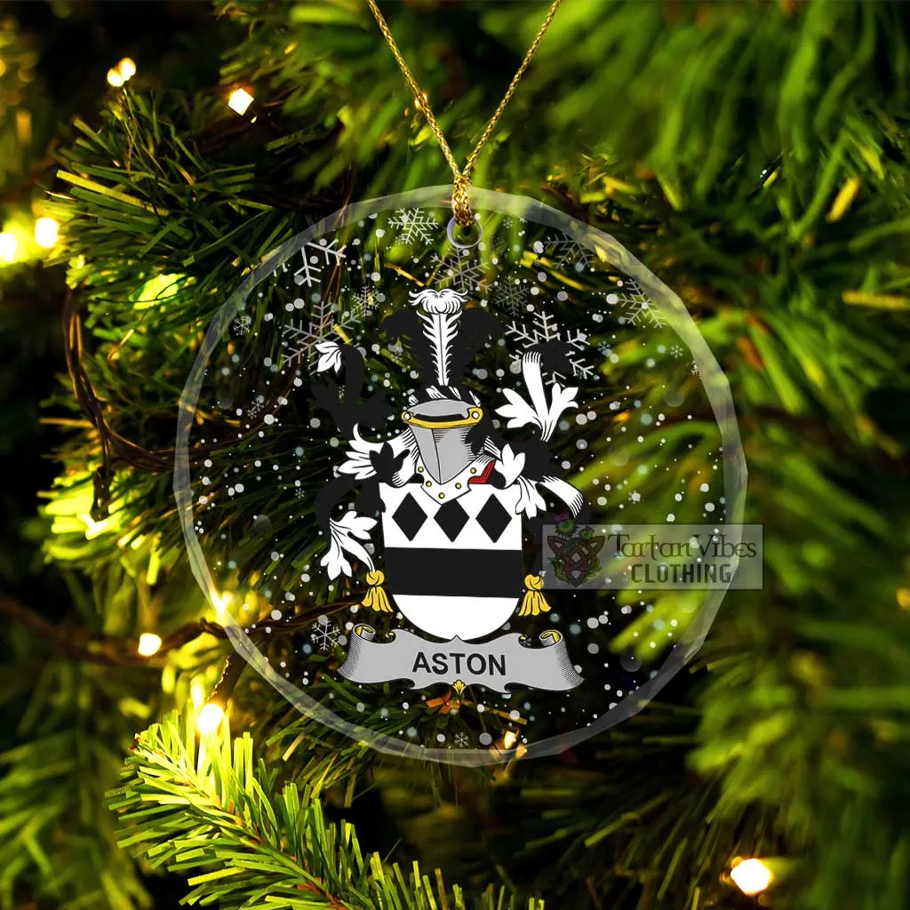 Aston Irish Clan Christmas Glass Ornament with Coat of Arms